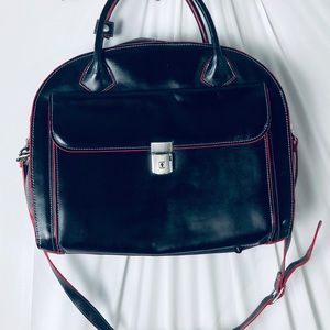McKlein Leather Laptop Bag Briefcase Black & Red